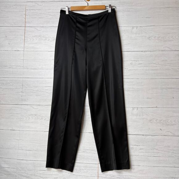 Tadashi Shoji Pants Womens Size 8 Black Silky Designer Professional Event - Picture 1 of 16